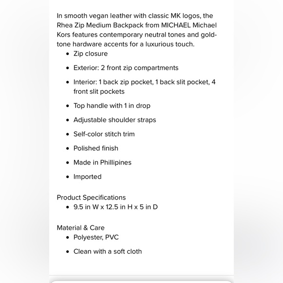 Michael Kors NWOT never used mini backpack, one size, brown - Picture 10 of 10